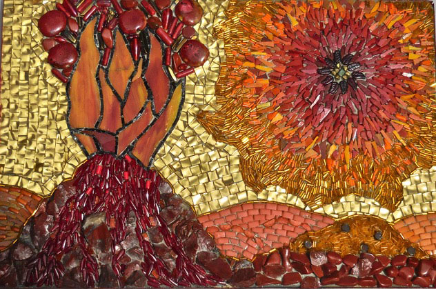 Semi-Abstract Mosaic 4-Color Series Redgold