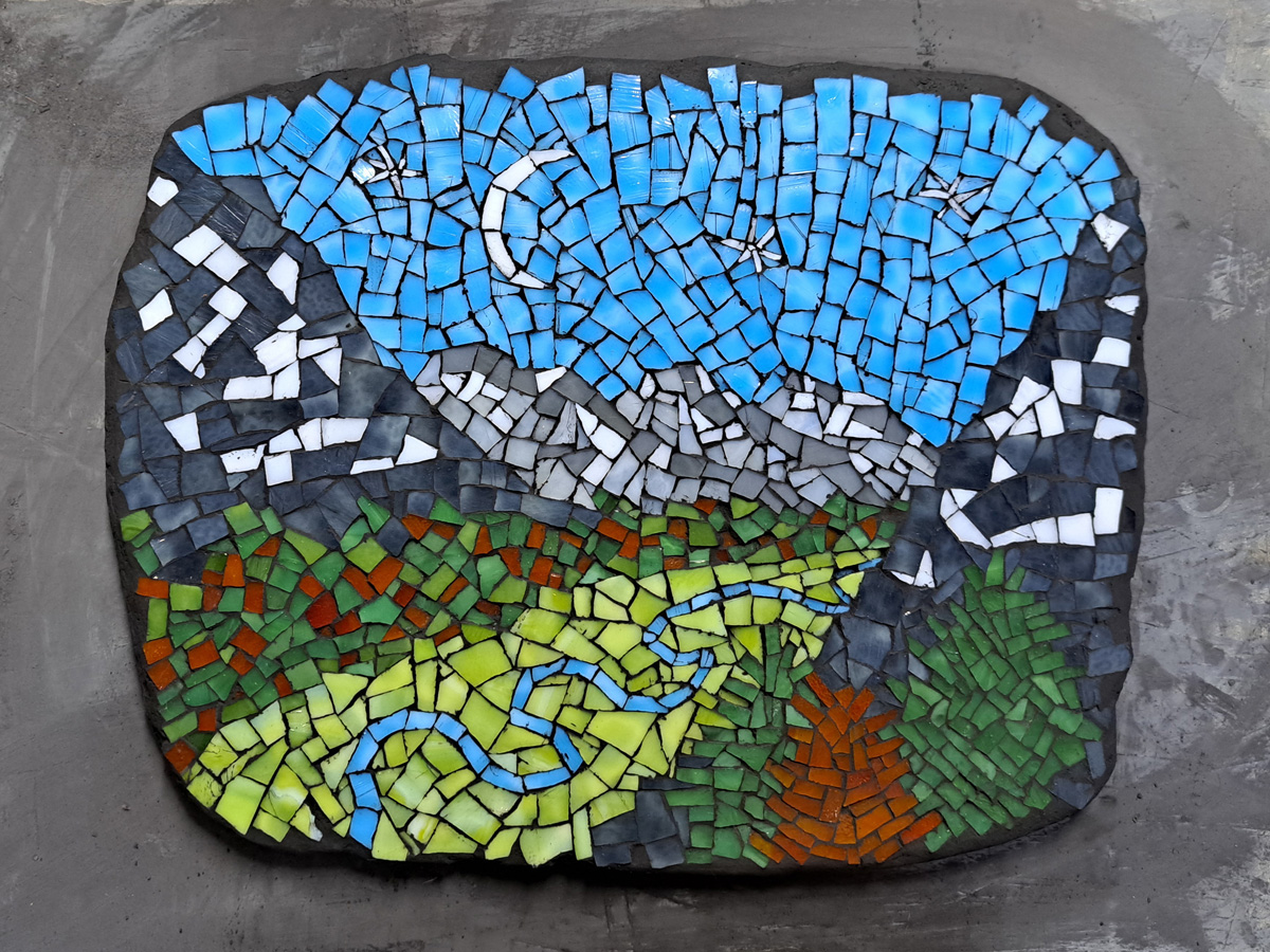Miniature Mosaic: Mountain Valley Twilight