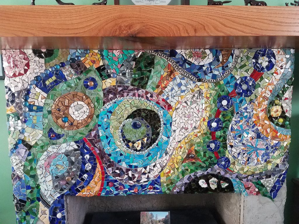 Fireplace Mosaic by Elinor Willis, in progress, stage 11