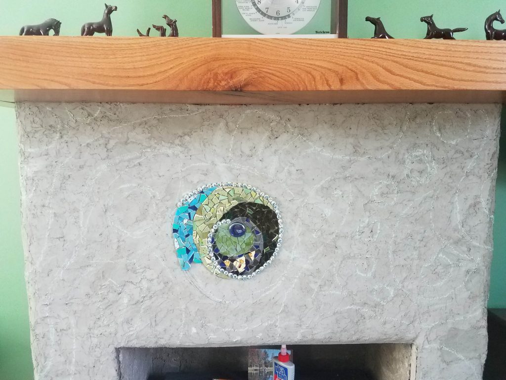 Fireplace Mosaic by Elinor Willis, in progress, stage 3