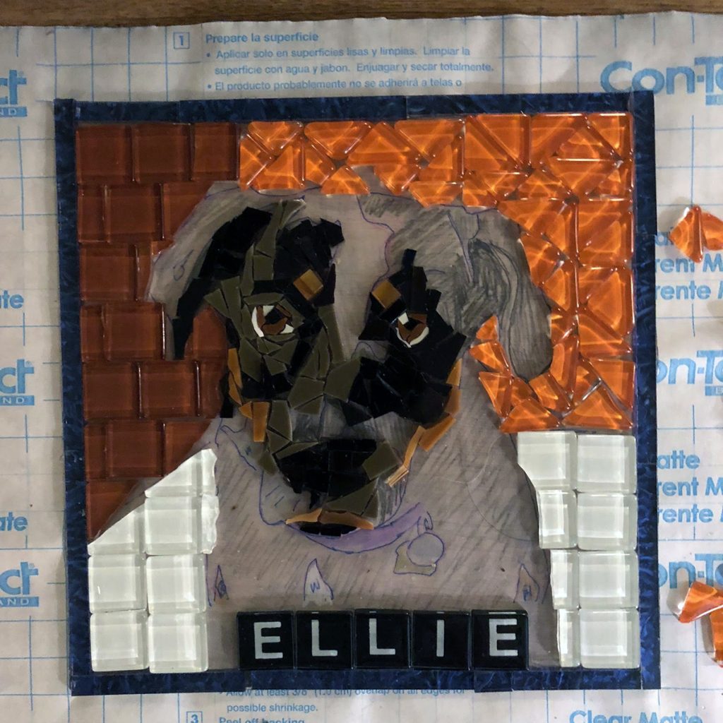 Pet Portrait Mosaic by Joan Gummels, in progress 3