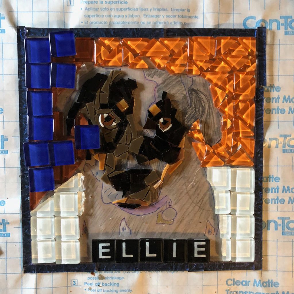 Pet Portrait Mosaic by Joan Gummels, in progress 4