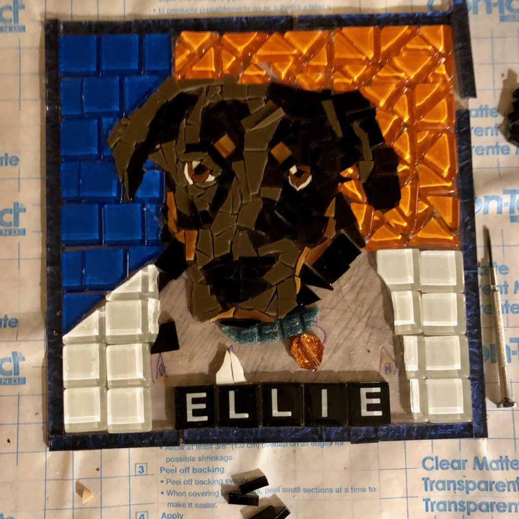 Pet Portrait Mosaic by Joan Gummels, in progress 5