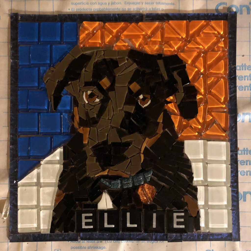 Pet Portrait Mosaic by Joan Gummels, in progress 6