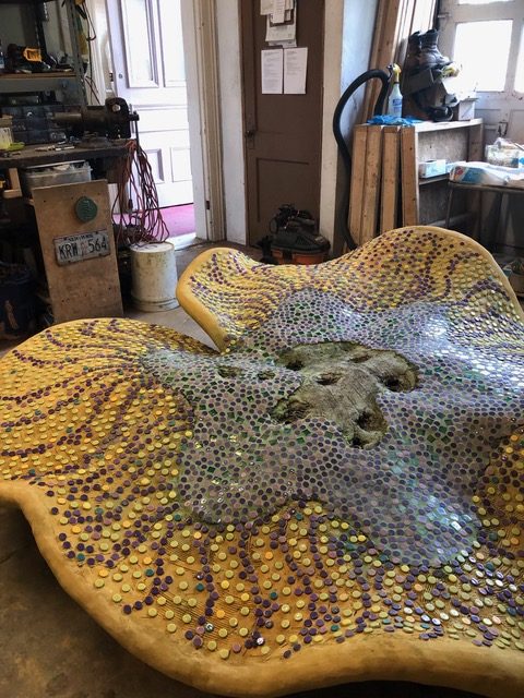 Lily Pads #3 Mosaic Sculpture in progress