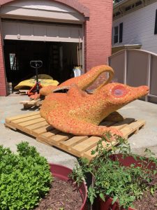 Lizard Mosaic Sculpture on pallet for transport