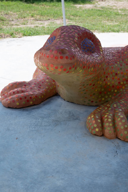 Lizard Mosaic Sculpture, head detail